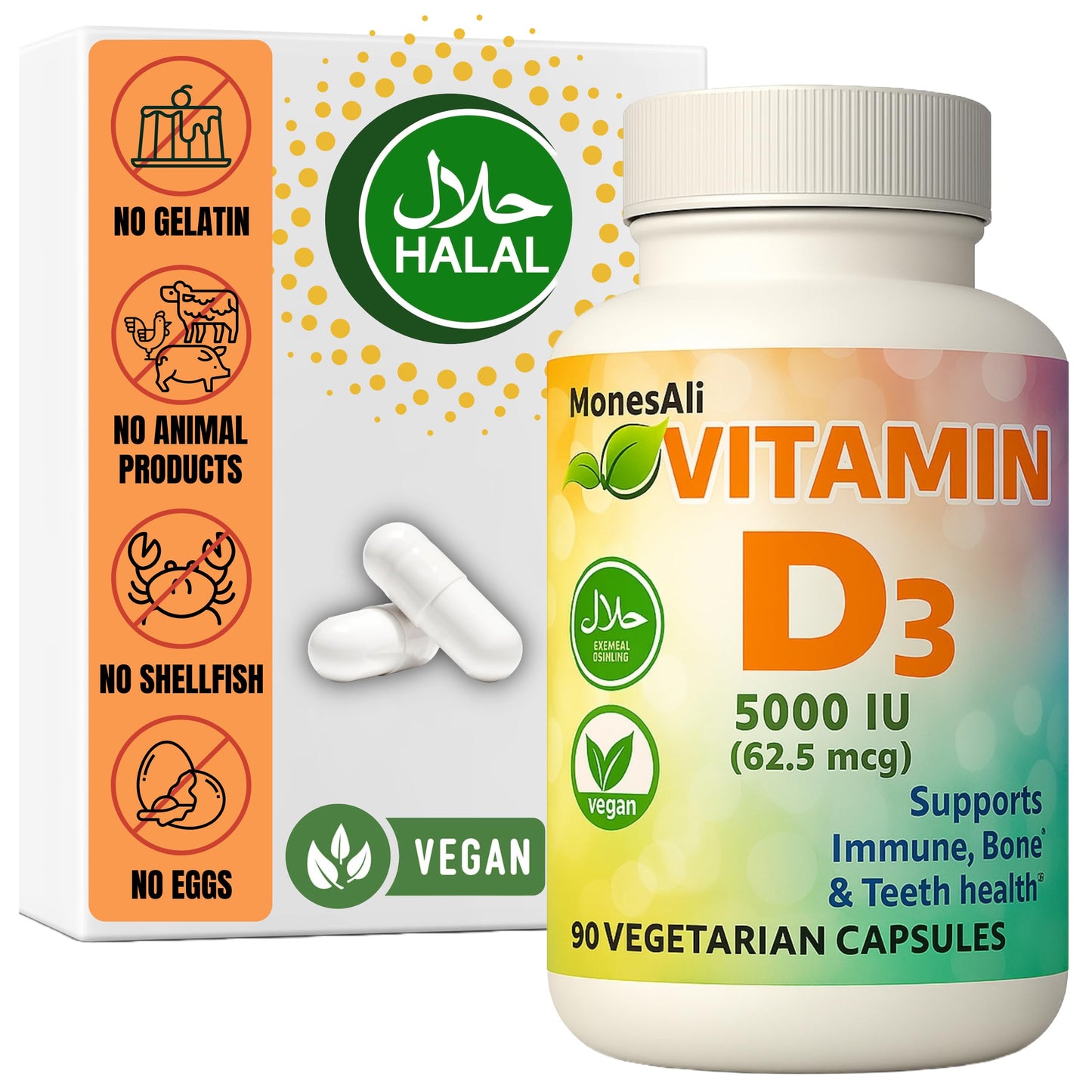 MonesAli Vitamin D3 2500 IU Capsules, 90 Count