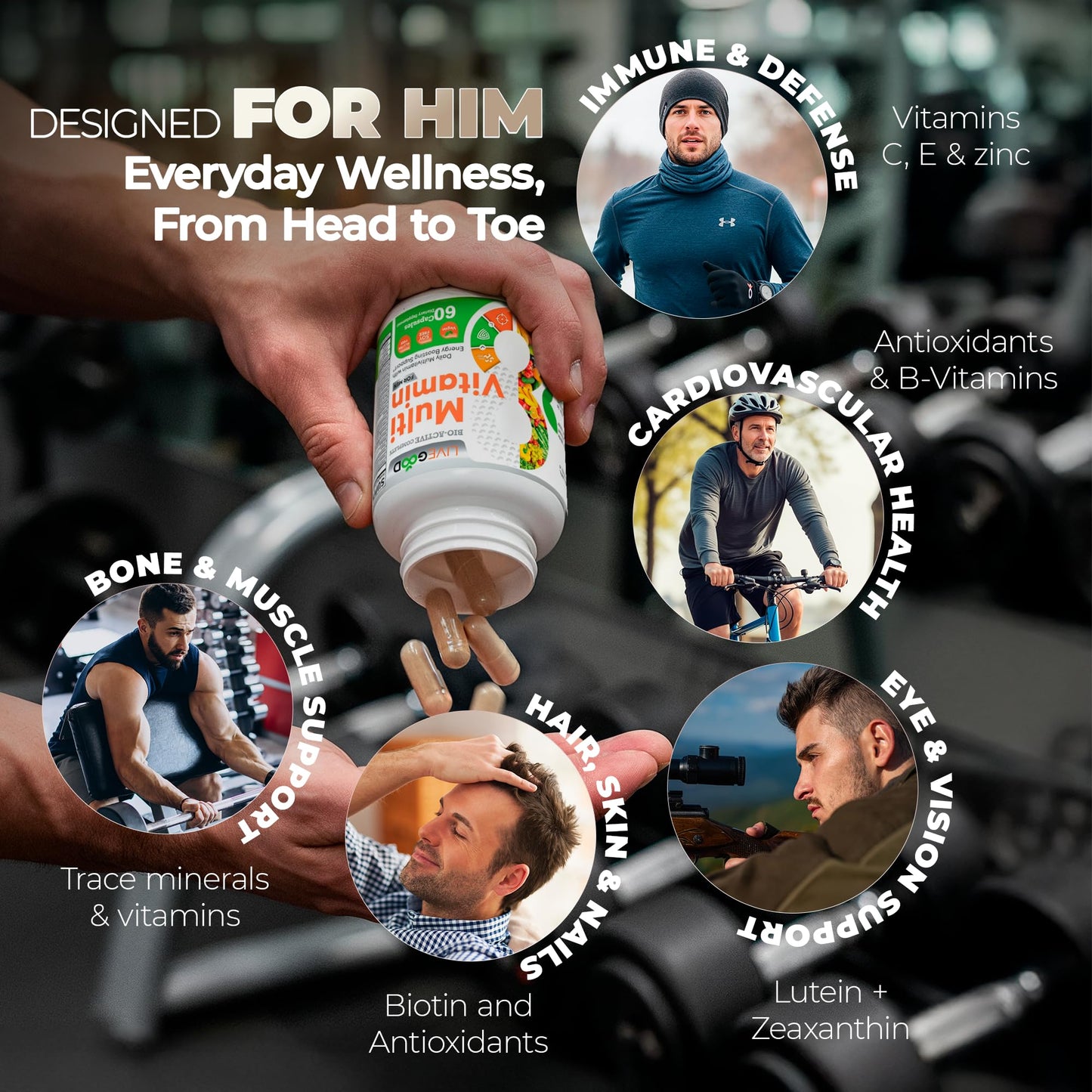 LIVEGOOD Bio-Active Complete Multivitamin for Men 60 Capsules