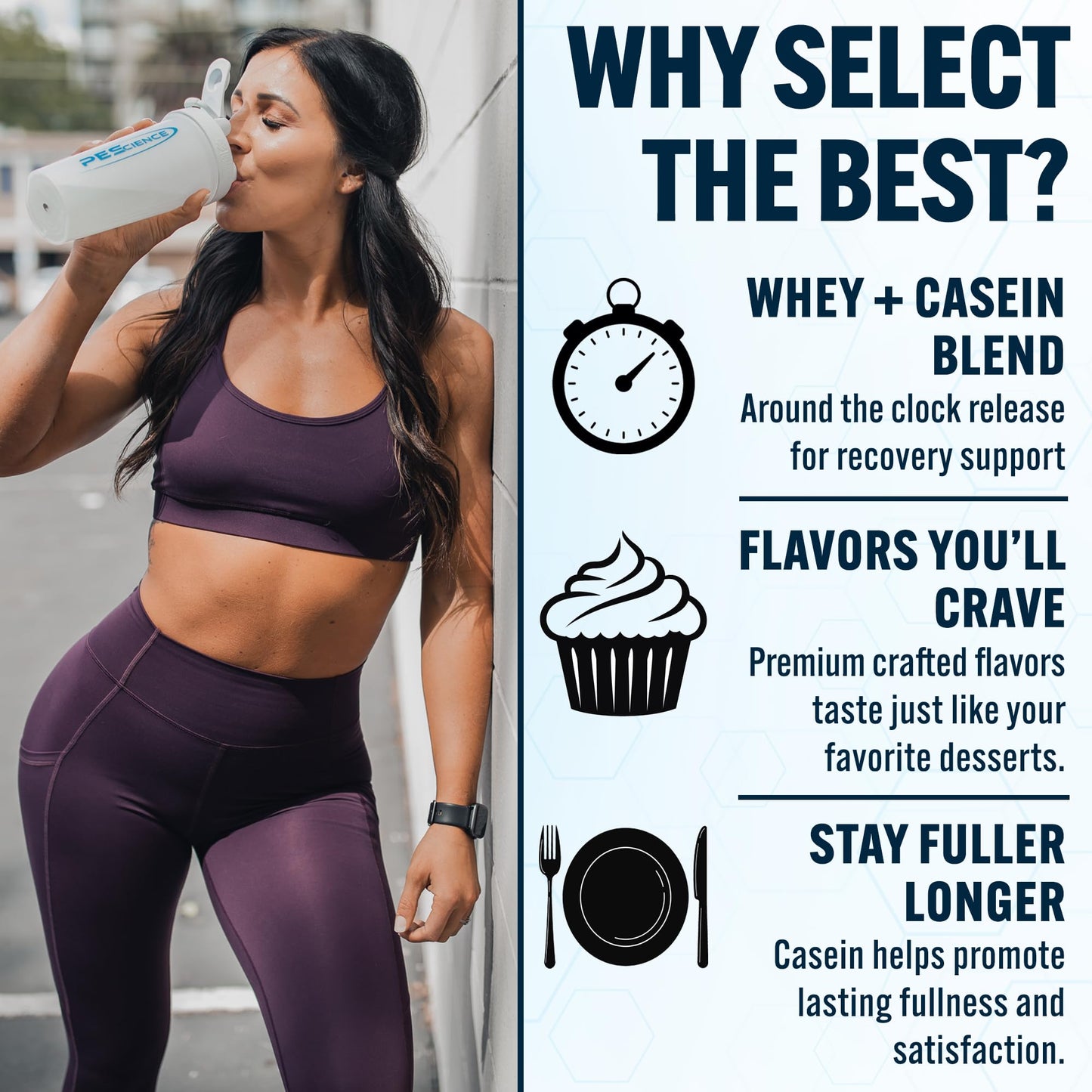 PEScience Select Protein Powder, Whey and Casein Blend Cookies and Cream, 32 Servings