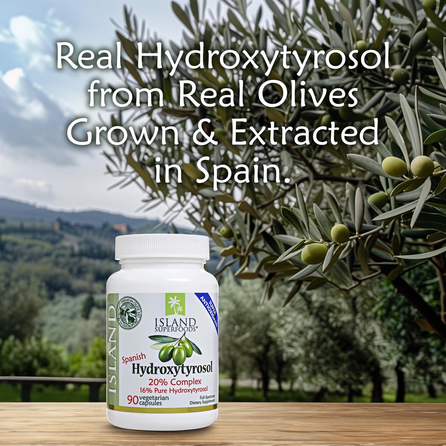 Island Nutrition Olive Fruit Extract 20% Hydroxytyrosol Complex, 90 Capsules