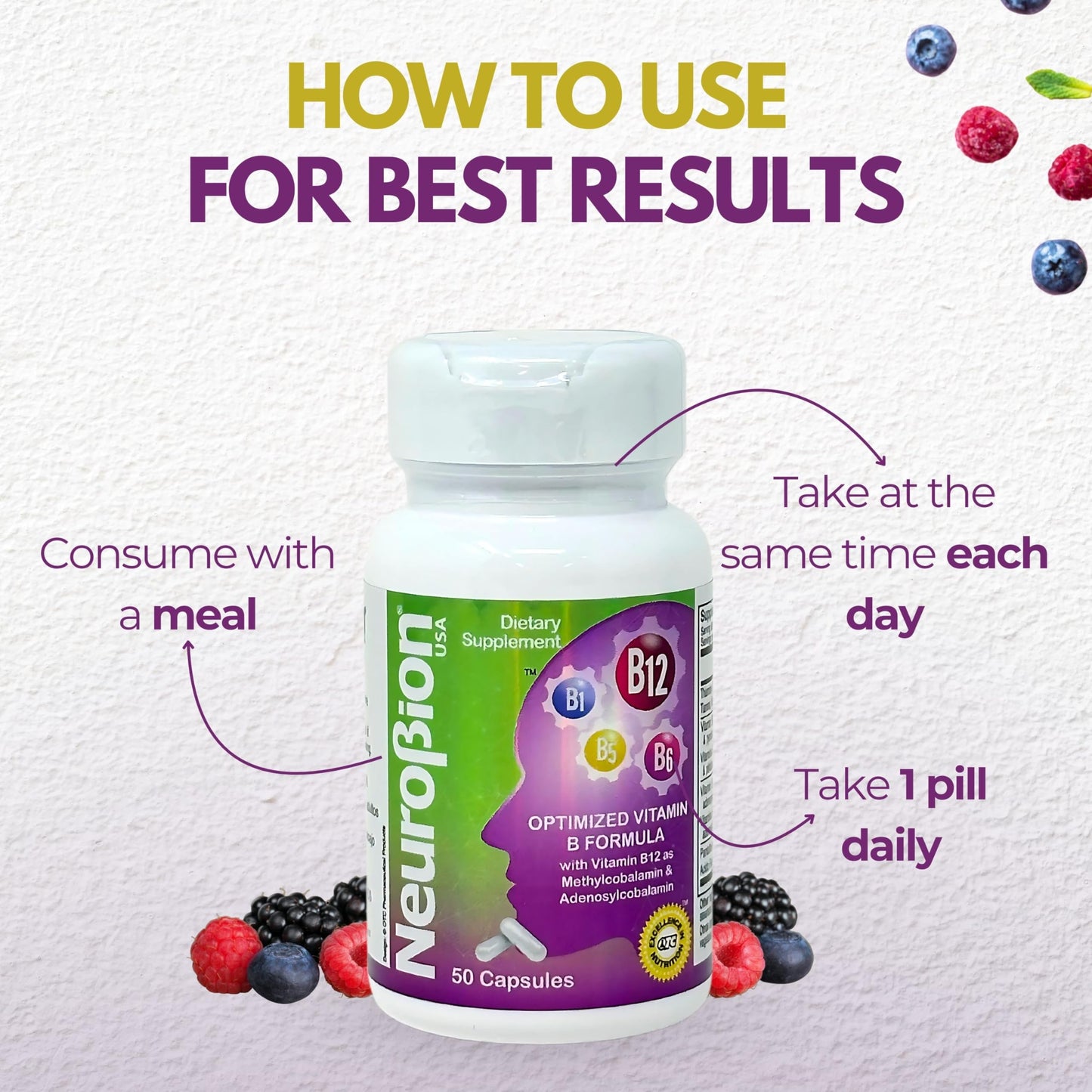 Neurobion Optimized Classic Formula B12 Methylcobalamin Dietary Supplement Capsule 50 Capsules