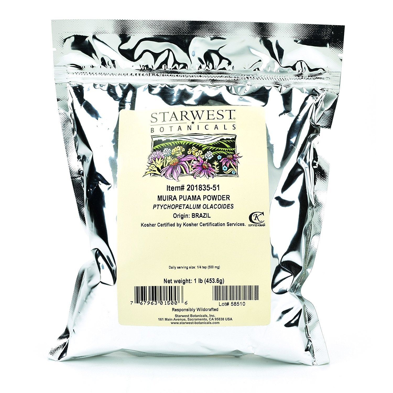Starwest Botanicals Muira Puama Powder - Ptychopetalum olacoides 16 oz