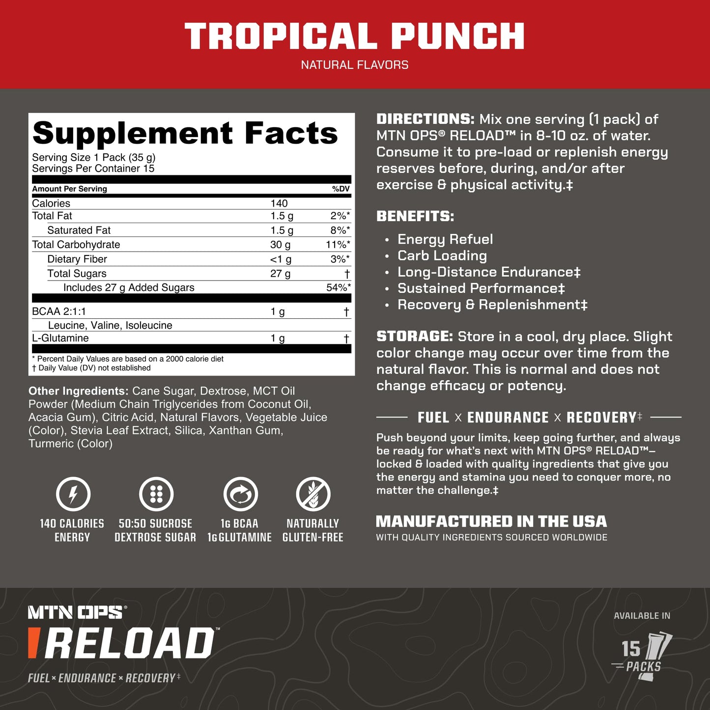 MTN OPS Reload Workout Carb Powder Tropical Punch 18.45