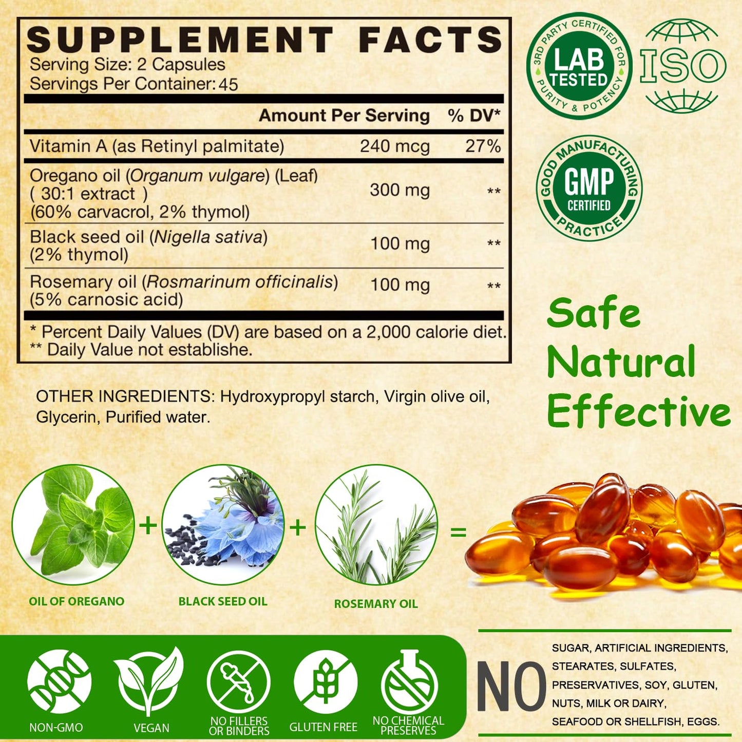 VEGEPOWER Oil of Oregano Softgels, 120 Count