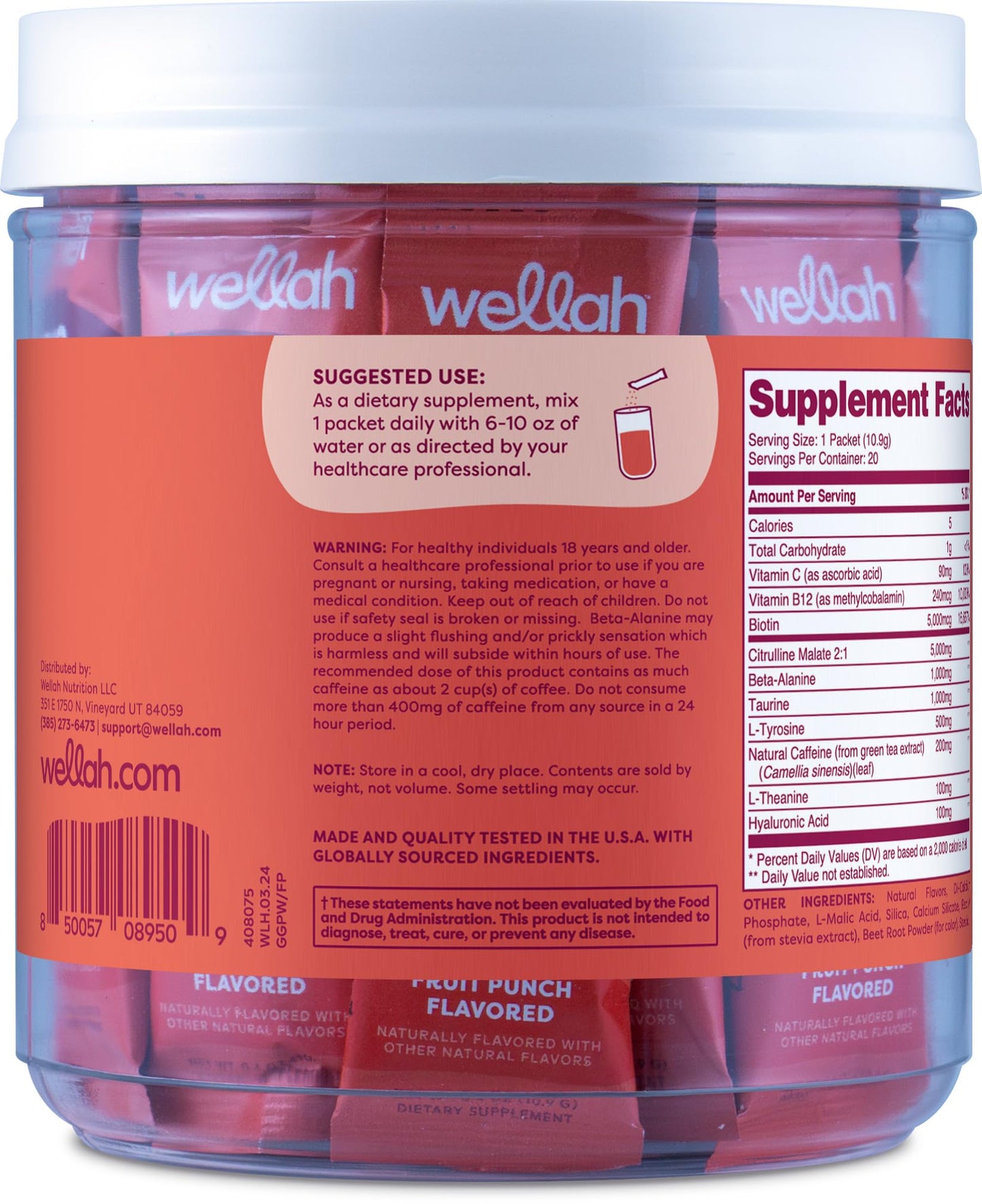 Wellah Get-Going Pre-Workout Stickpacks Powder 7.8 Ounce