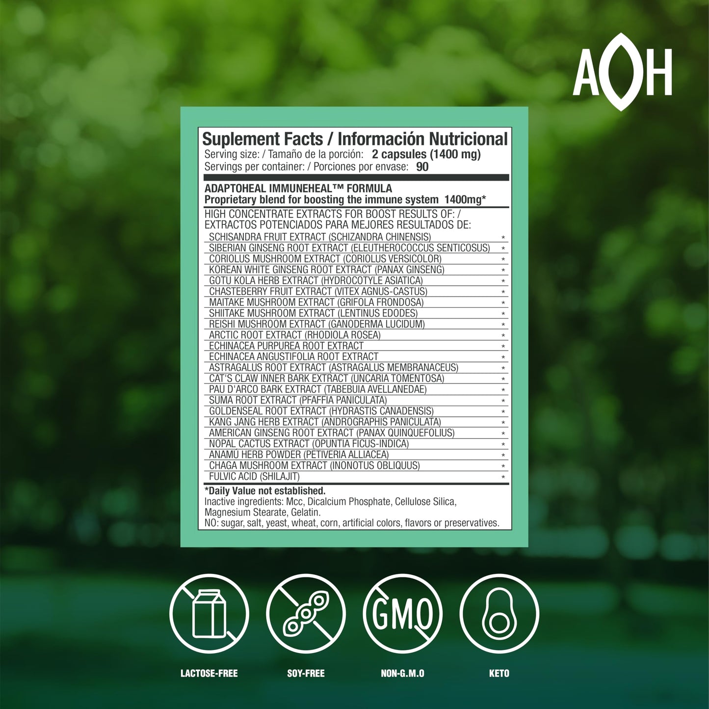 ADAPTOHEAL Immuneheal Immune System Support Supplement – Adaptogenic Blend - 23 Concentrate Extracts with Reishi, Ginseng & Astragalus – Daily Wellness Support Capsules, 180 Count