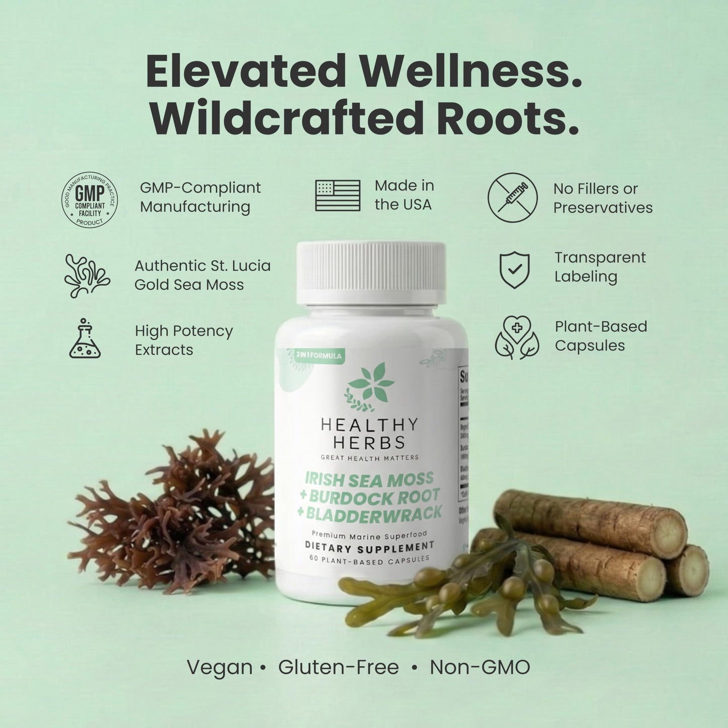 Healthy Herbs Wildcrafted Sea Moss Capsules 60 Count