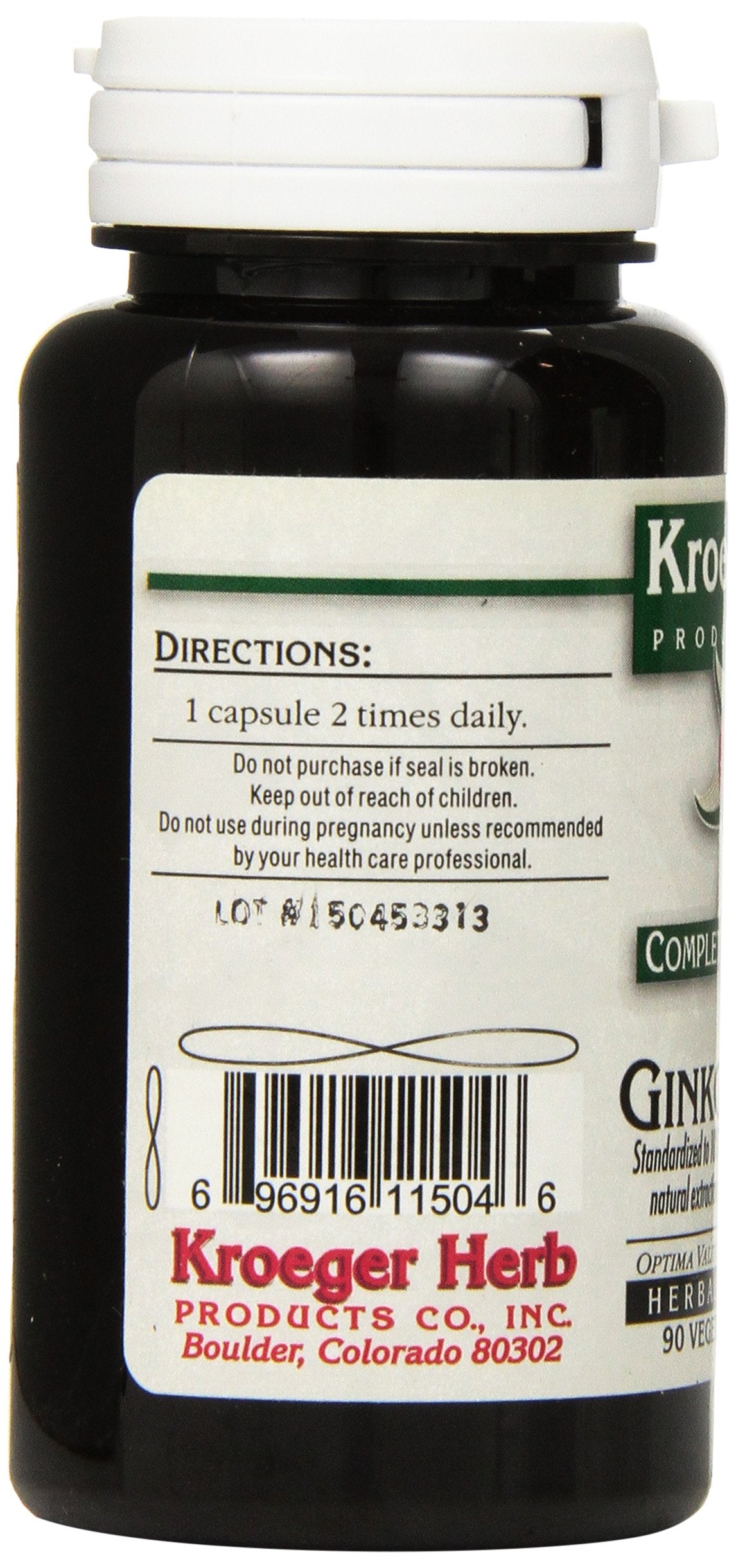 Kroeger Herb Products Ginkgo Biloba Capsules 90