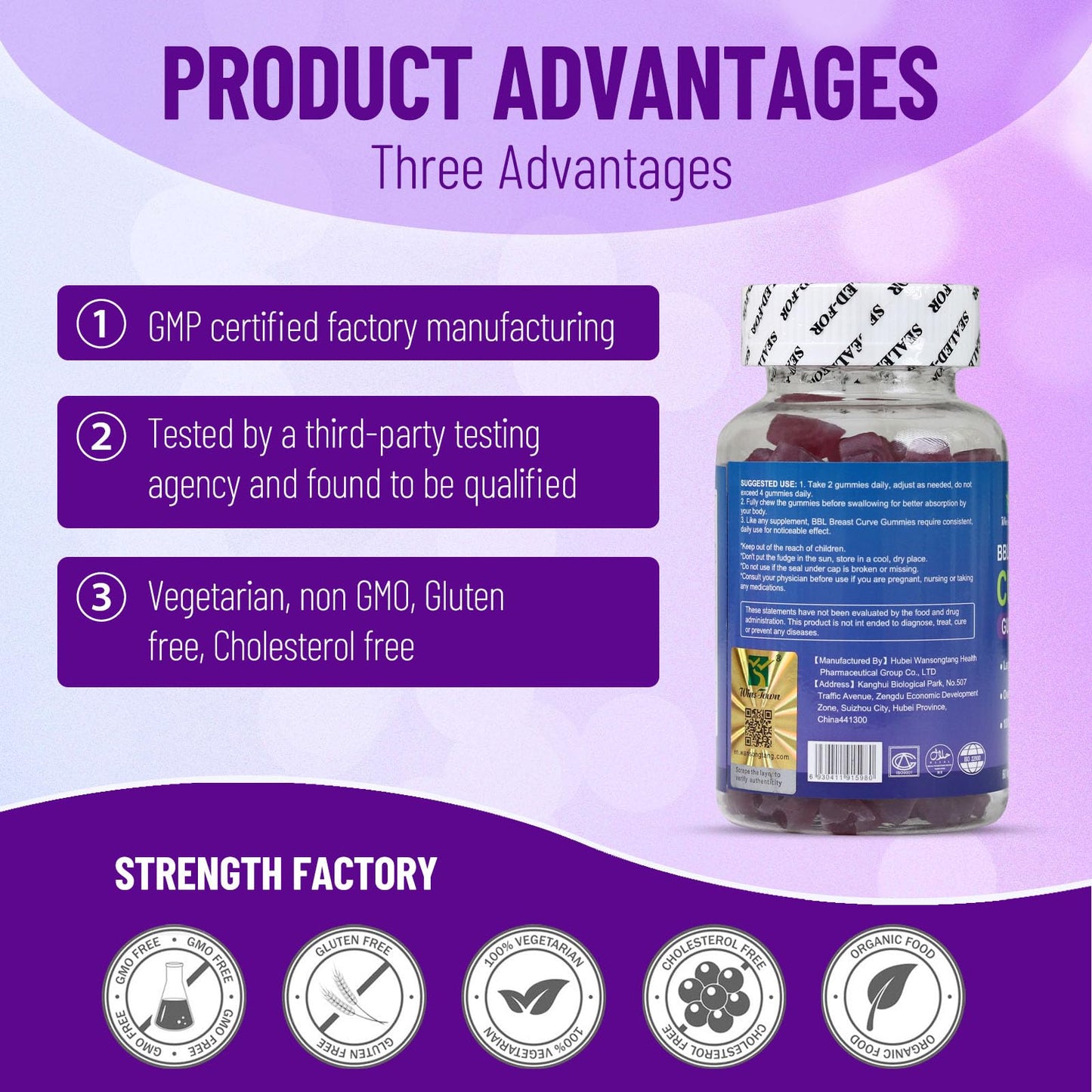 Wins Town BBL Breast Curve Gummies, 60 Count