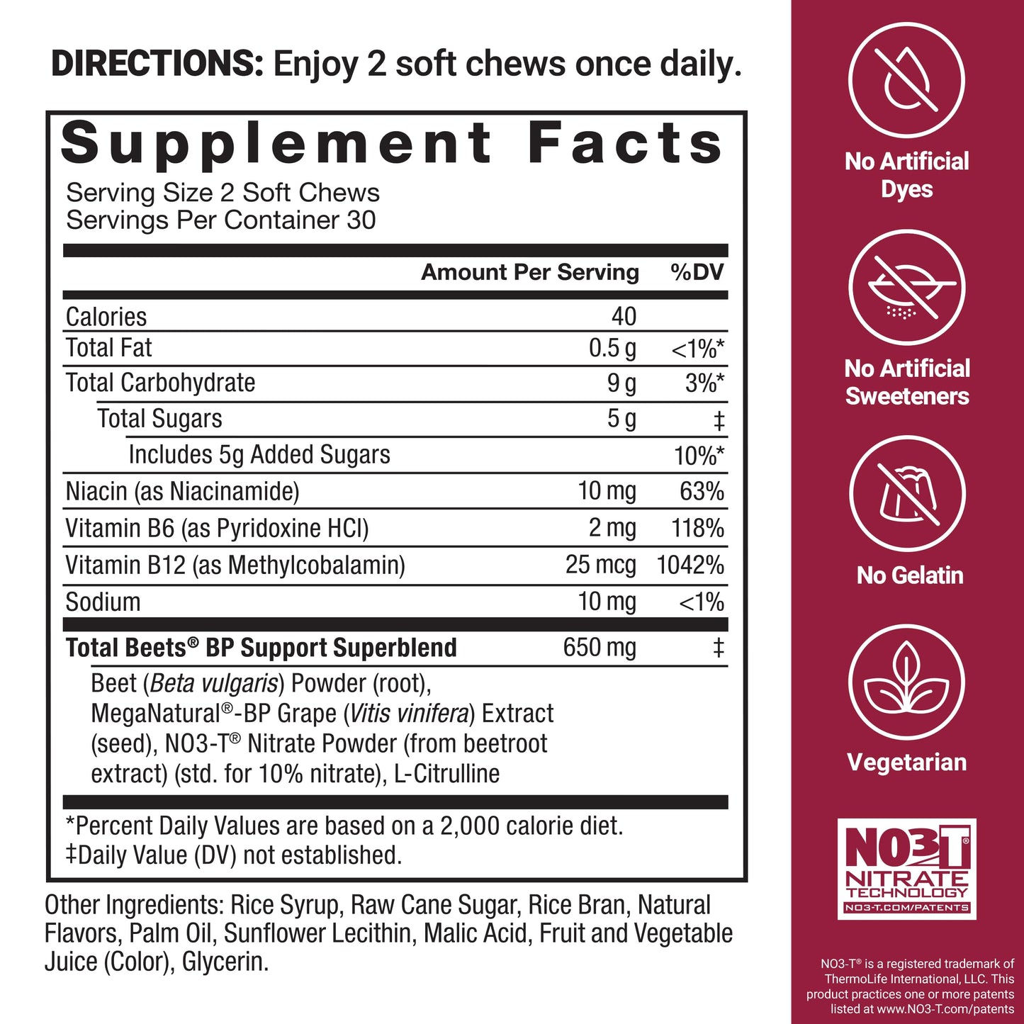Force Factor Total Beets Blood Pressure Support Soft Chews 180 Chews