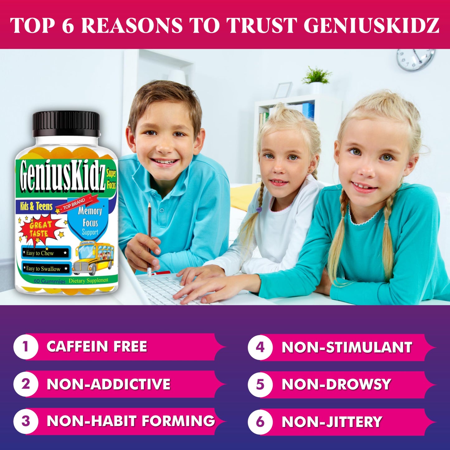 Celebrity LifeStyle Product Brain Support Focus Omega-3 Gummy Vitamin for Kids and Teens, 60 Count