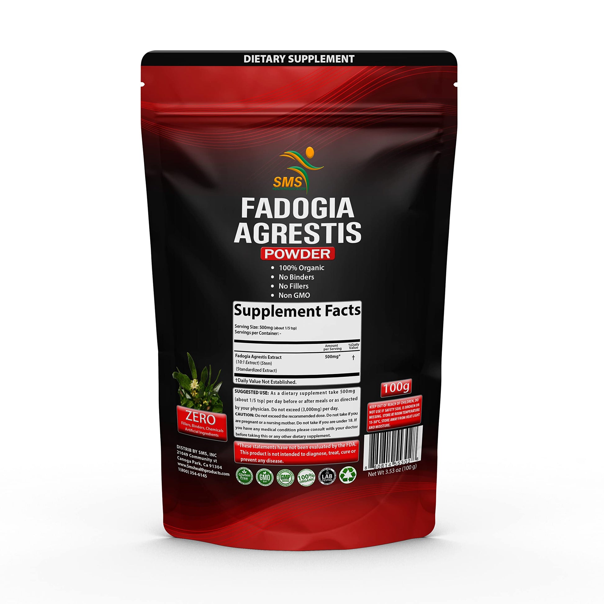 SMSHEALTHPRODUCTS.com Fadogia Agrestis Extract Powder 3.52 Ounce