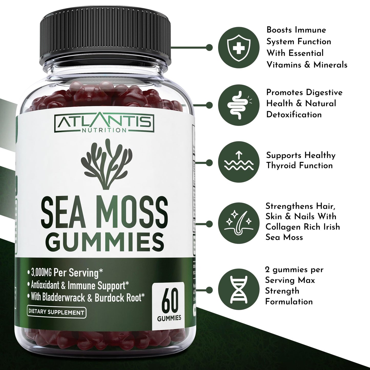 Atlantis Nutrition Irish Sea Moss 3000MG Gummies 60
