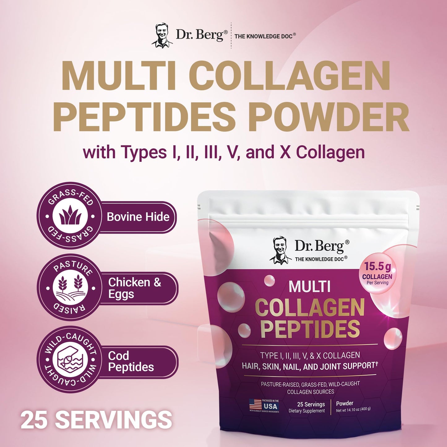 Dr. Berg Nutritionals Multi Collagen Peptides Powder 14.1 oz