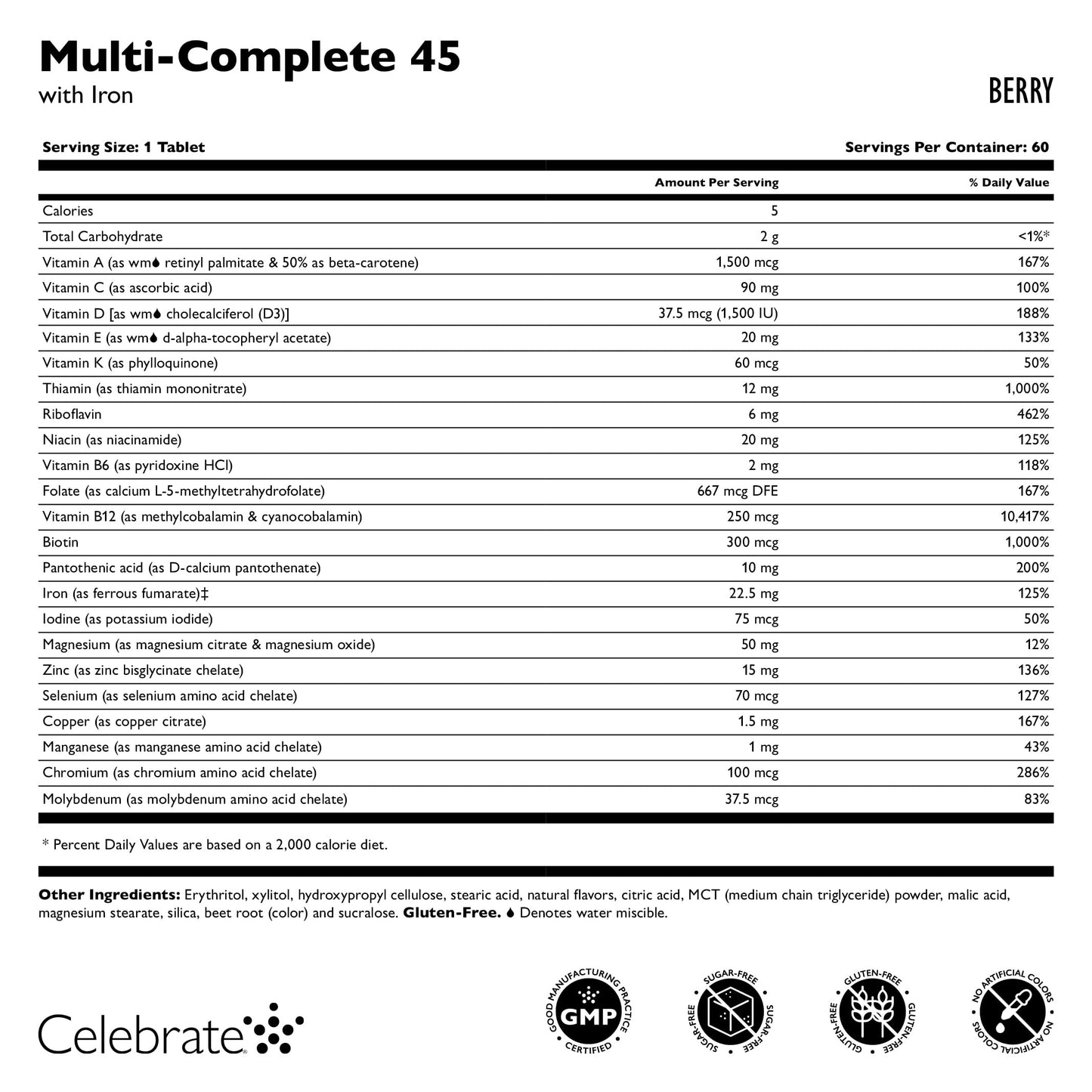 Celebrate Bariatric Supplements Multi-Complete Tablet, 60 Tablets