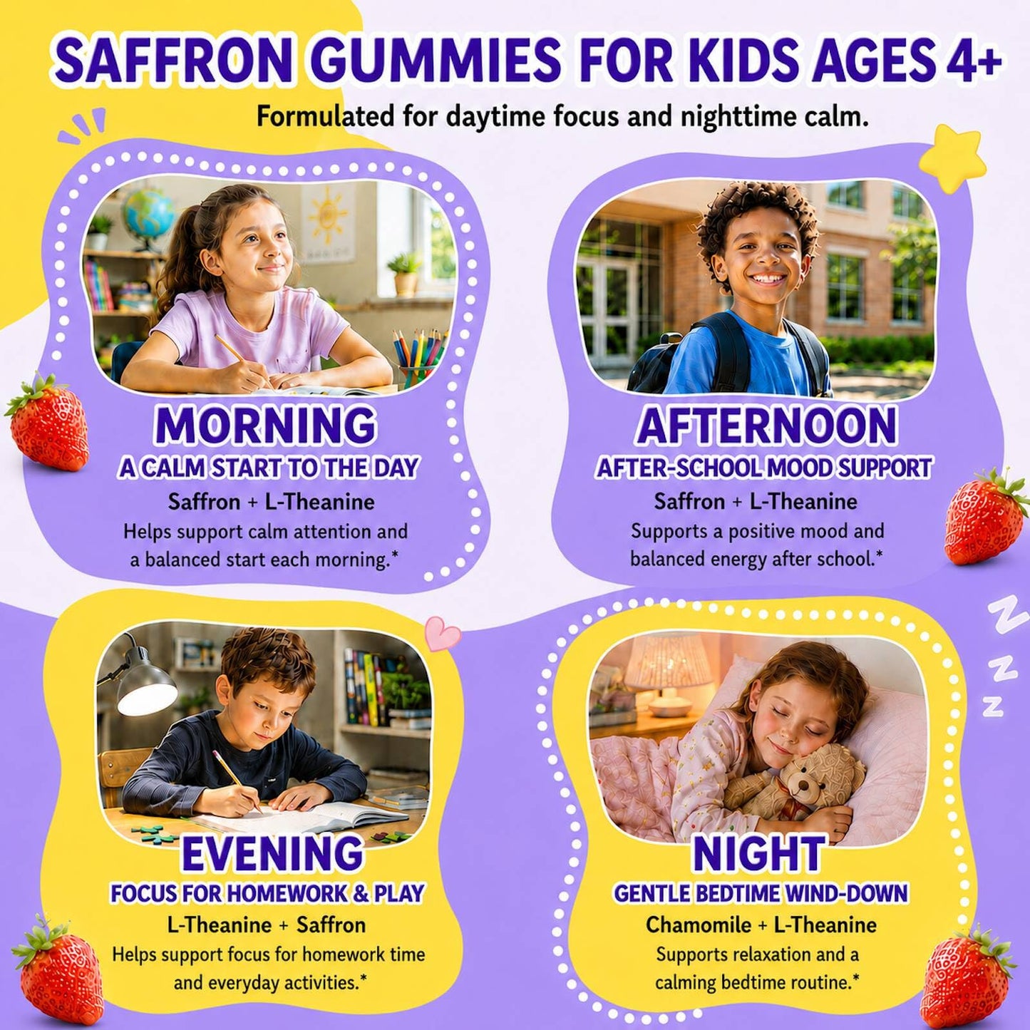 isLandear Saffron Gummies for Kids & Adults for Calm Mood, Focus & Daily Wellness Gummy, 60 Count