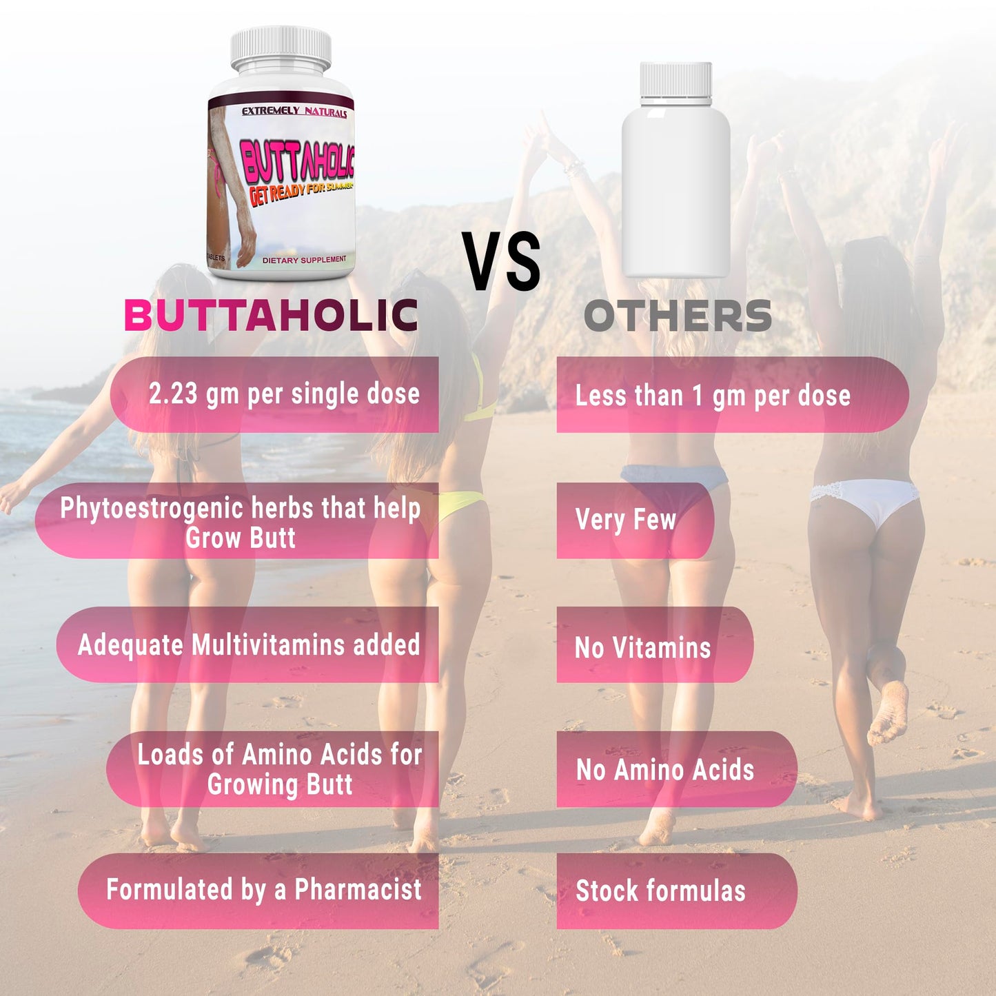 EXTREMELY NATURALS Buttaholic Female Butt Enlargement Pills 60 Tablets