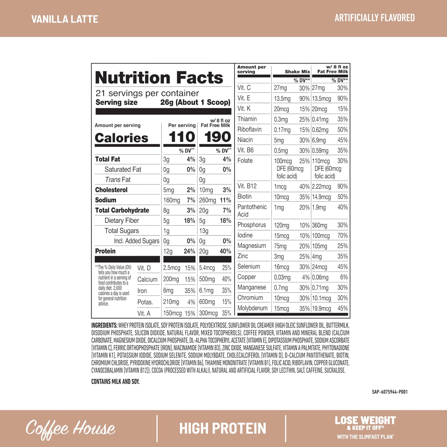 SlimFast High Protein Meal Replacement Powder 19.25 Ounce