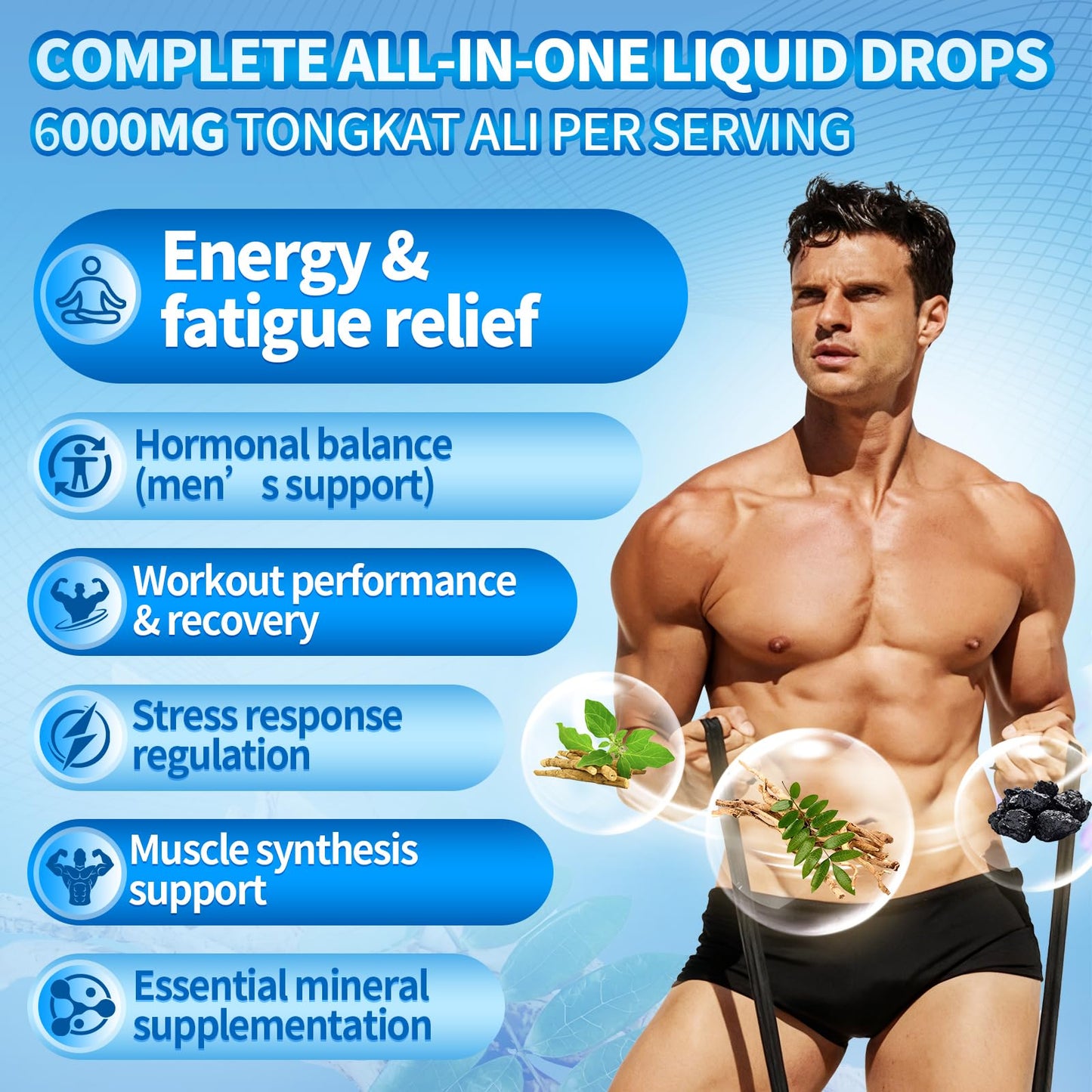 VivoNu Tongkat Ali Liquid Drops with Shilajit Softgel 1 Count