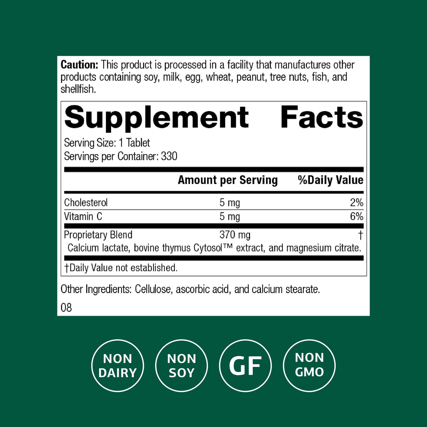 Standard Process Inc. Thymex Cytosol Extract Dietary Supplement Tablets 330