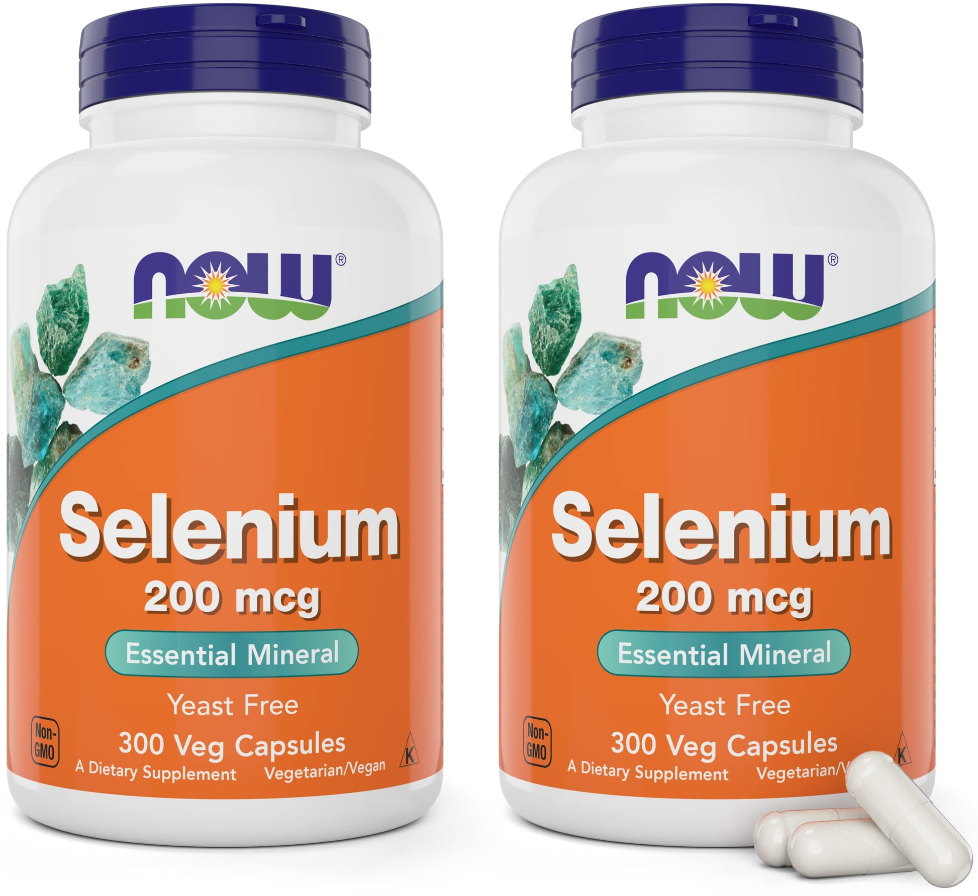 NOW Foods Selenium 200mcg L-Selenomethionine Mineral Supplement Capsules, Pack of 2, 600 Capsules