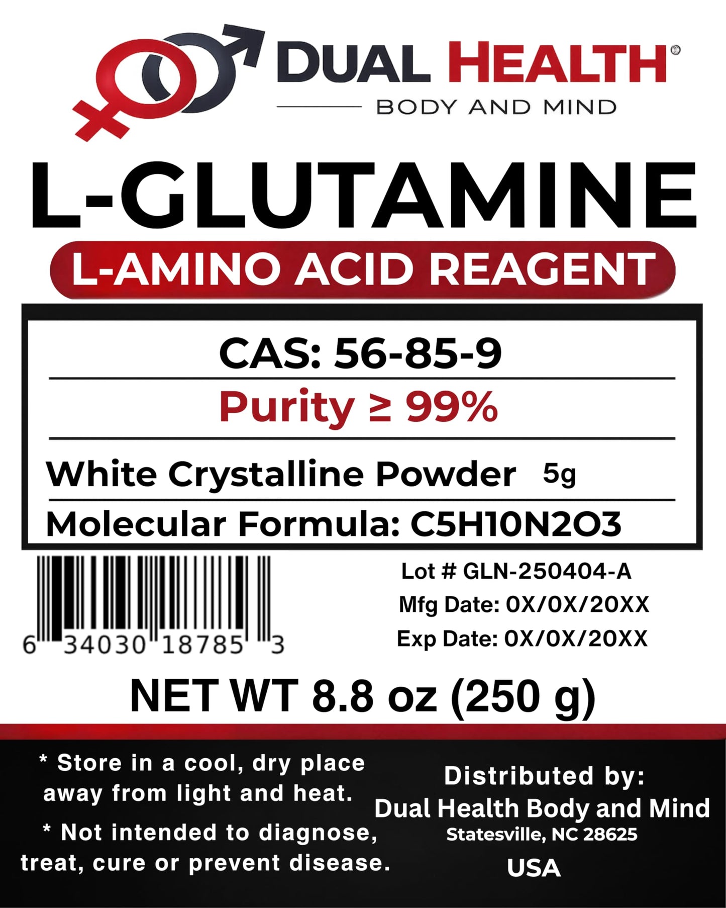 Dual Health Body & Mind L-Glutamine Powder 8.82 oz (Pack of 1)