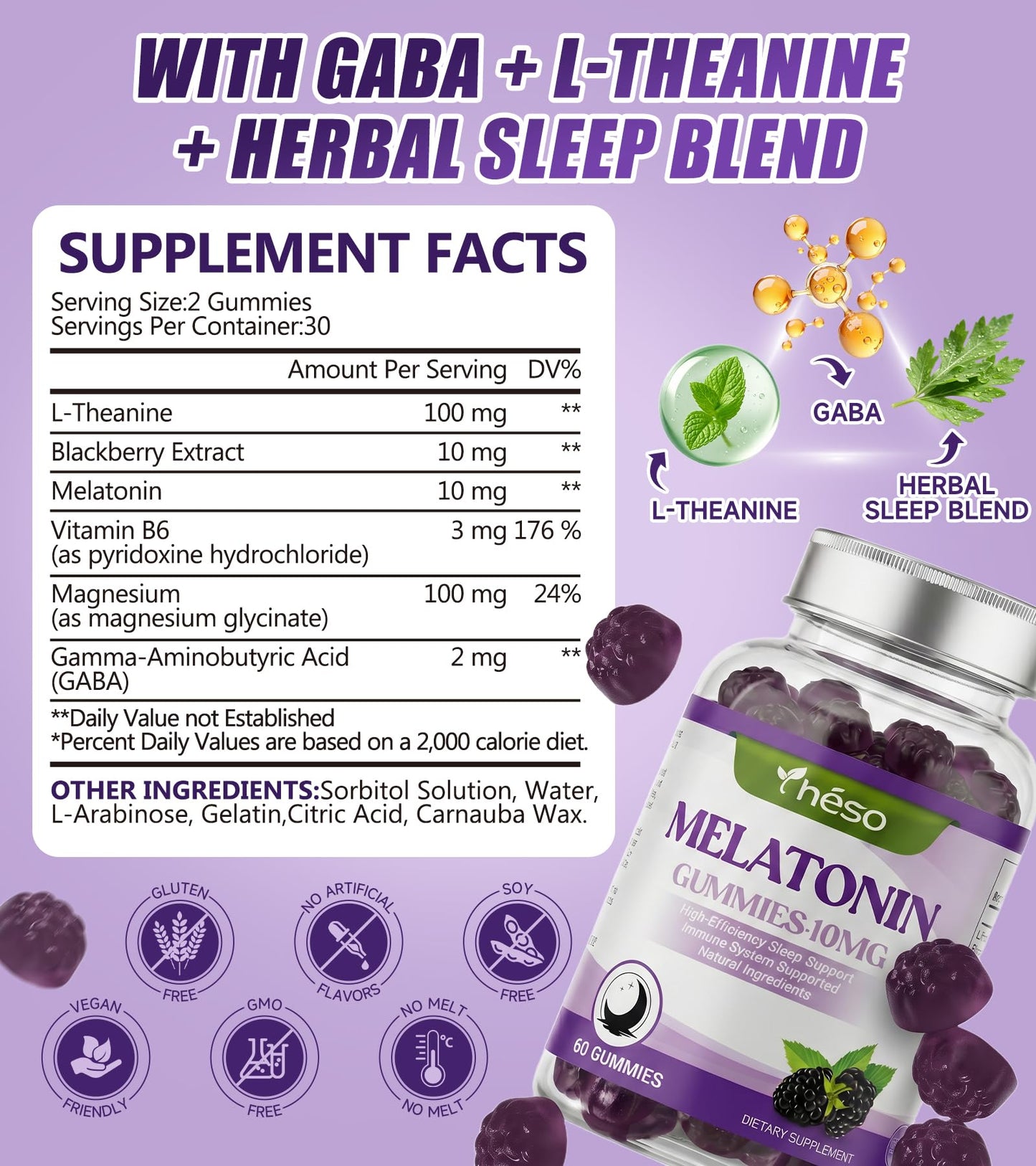 Yheso Sugar-Free Melatonin Gummies 10mg for Adults, Gummy, 120 Count