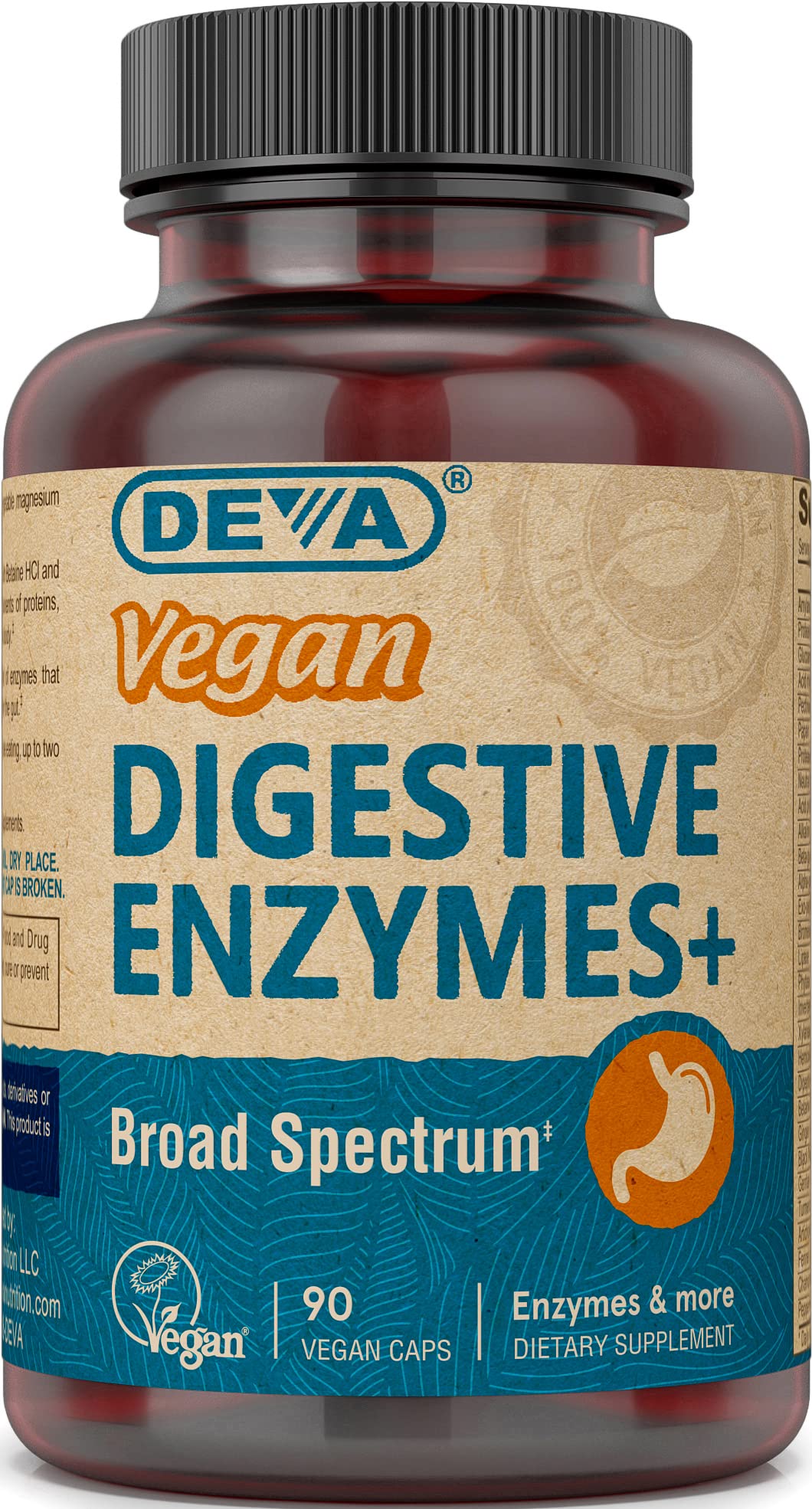 DEVA Digestive Enzymes Plus Capsules, 90 Capsules