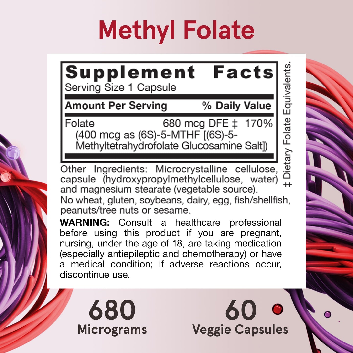 Jarrow Formulas Extra Strength Methyl Folate 400 mcg Capsules, 60 Count