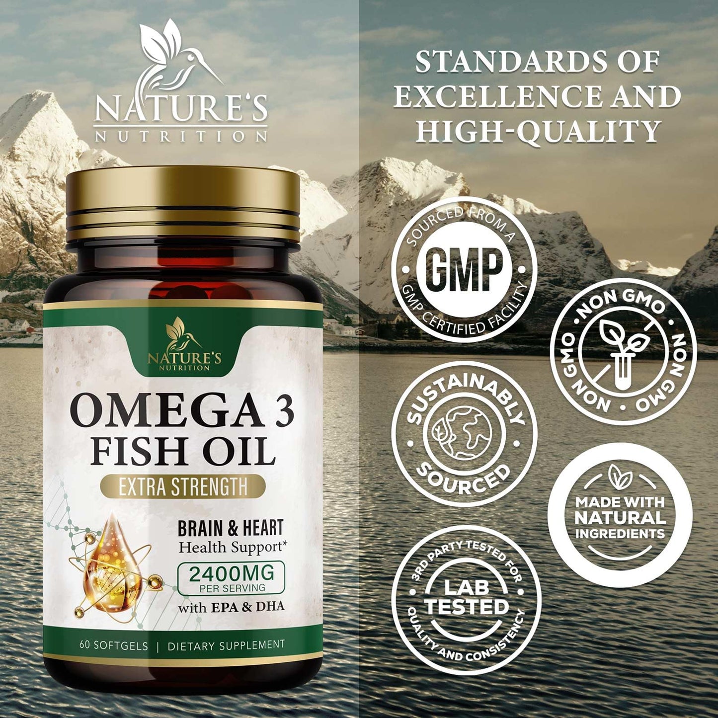 Nature's Nutrition Omega-3 Fish Oil Softgel 60 Softgels