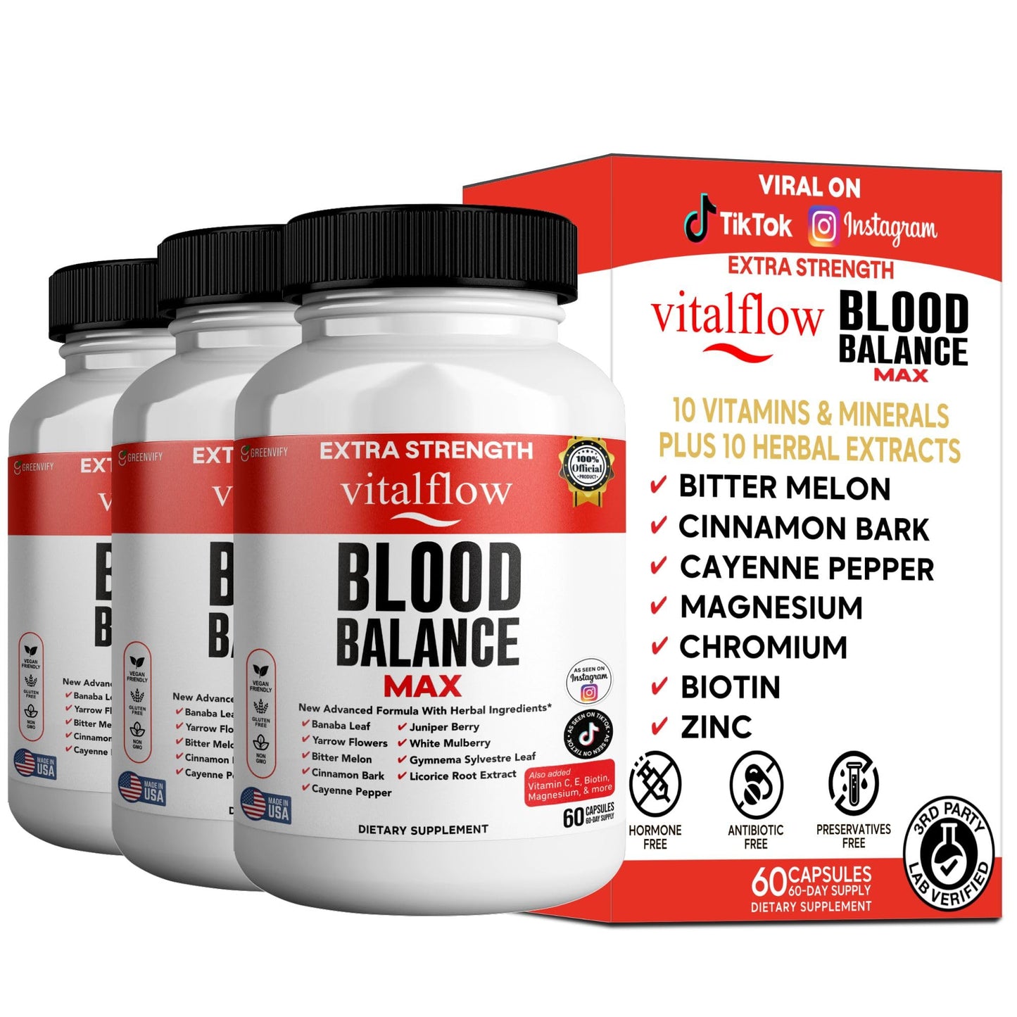 GREENVIFY VitalFlow Blood Balance Max Capsules, 180 Count