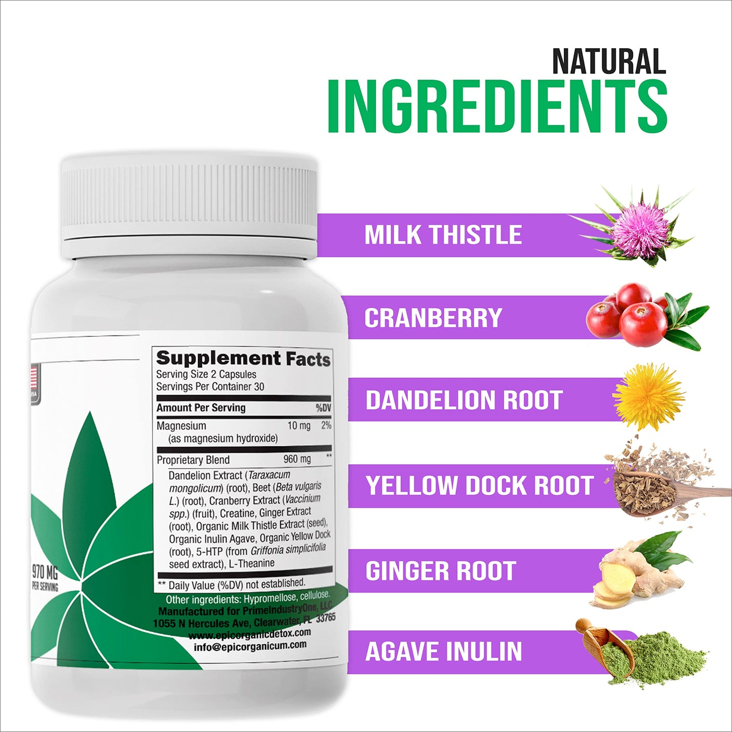 Epic Organicum Total Detox Cleanse, 60 Capsules