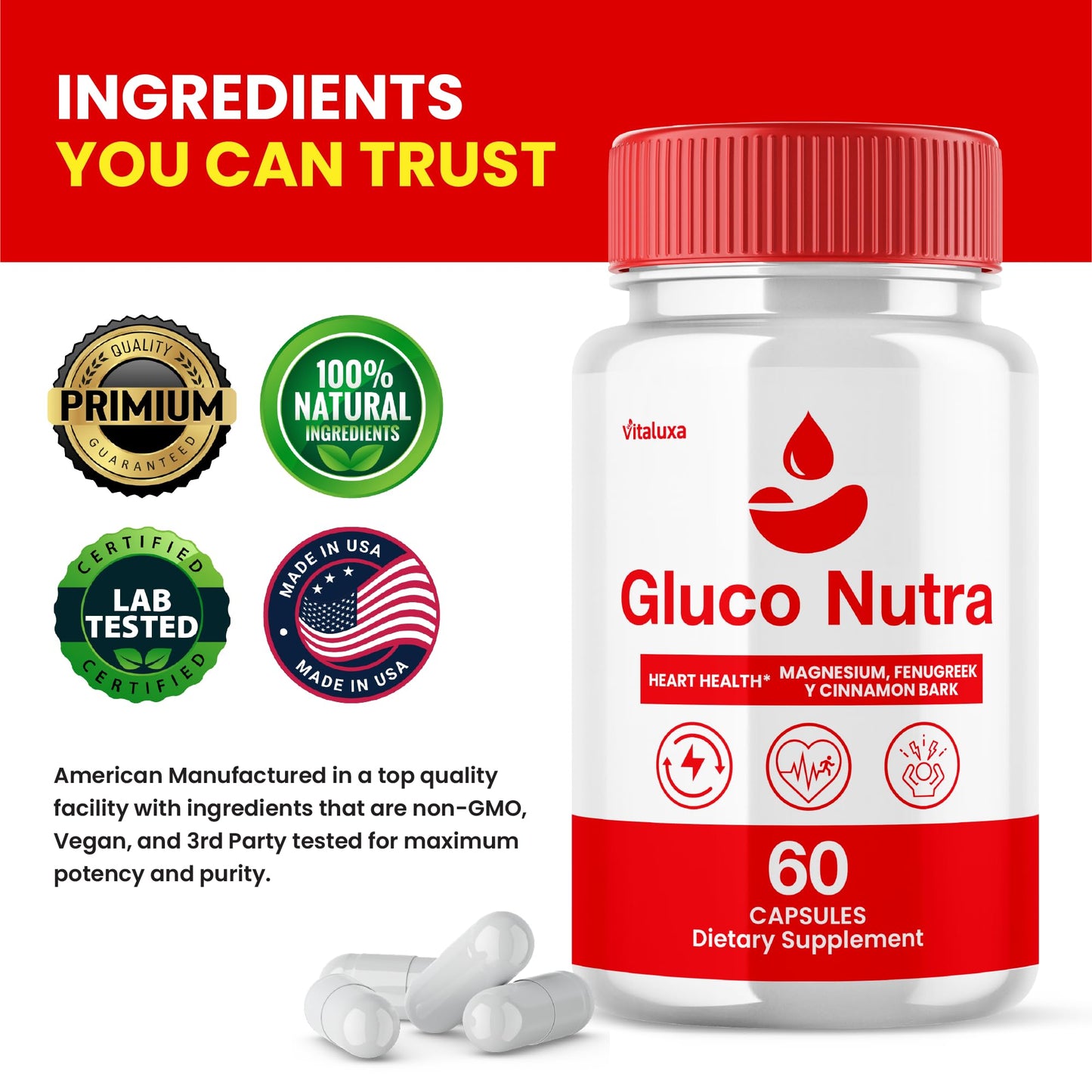 Vitaluxa Gluco Nutra Capsules 300 Capsules