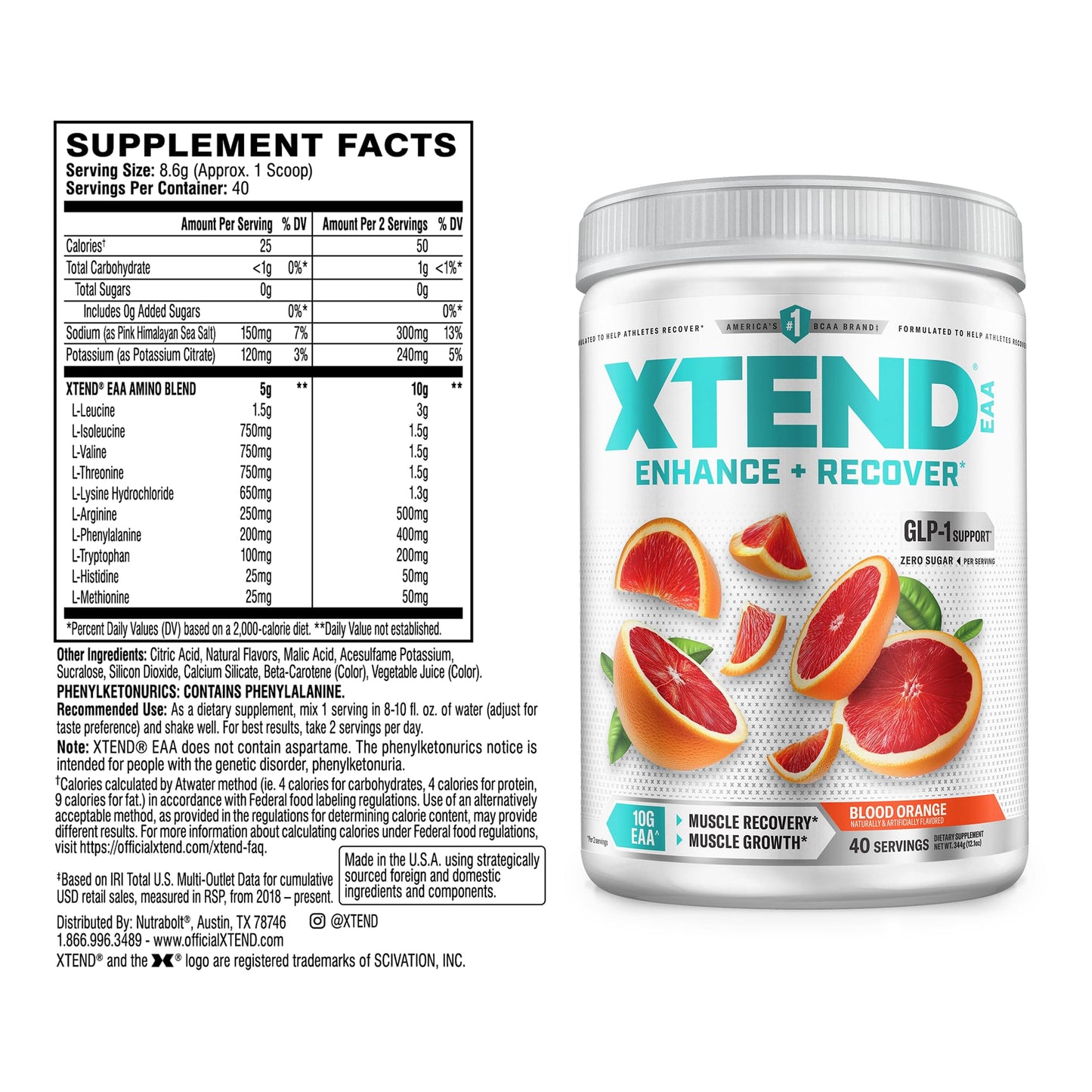 Xtend EAA + BCAA Powder, 12 Ounce