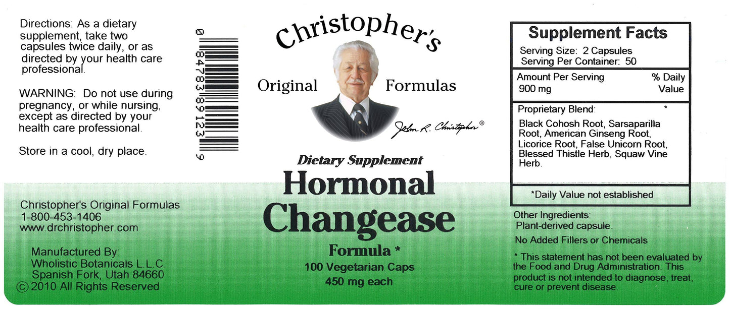 Christopher's Original Formulas Hormonal Changease Formula Capsules 100