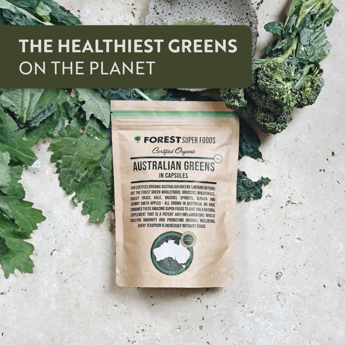 Forest Super Foods Certified Organic Australian Greens Whole Food Blend Powder 8.8 oz