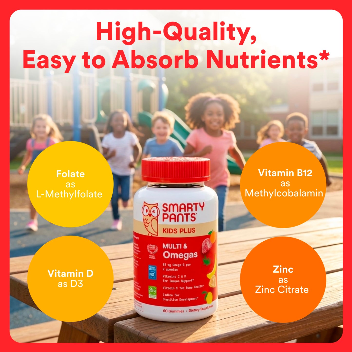 SmartyPants Kids Multivitamin Gummies with Omega 3 DHA/EPA, Vitamins D3, C, B12, B6, A, K, and Zinc, Gluten Free, Clean Label, Three Fruit Flavors, 60 Gummies (30 Day Supply)