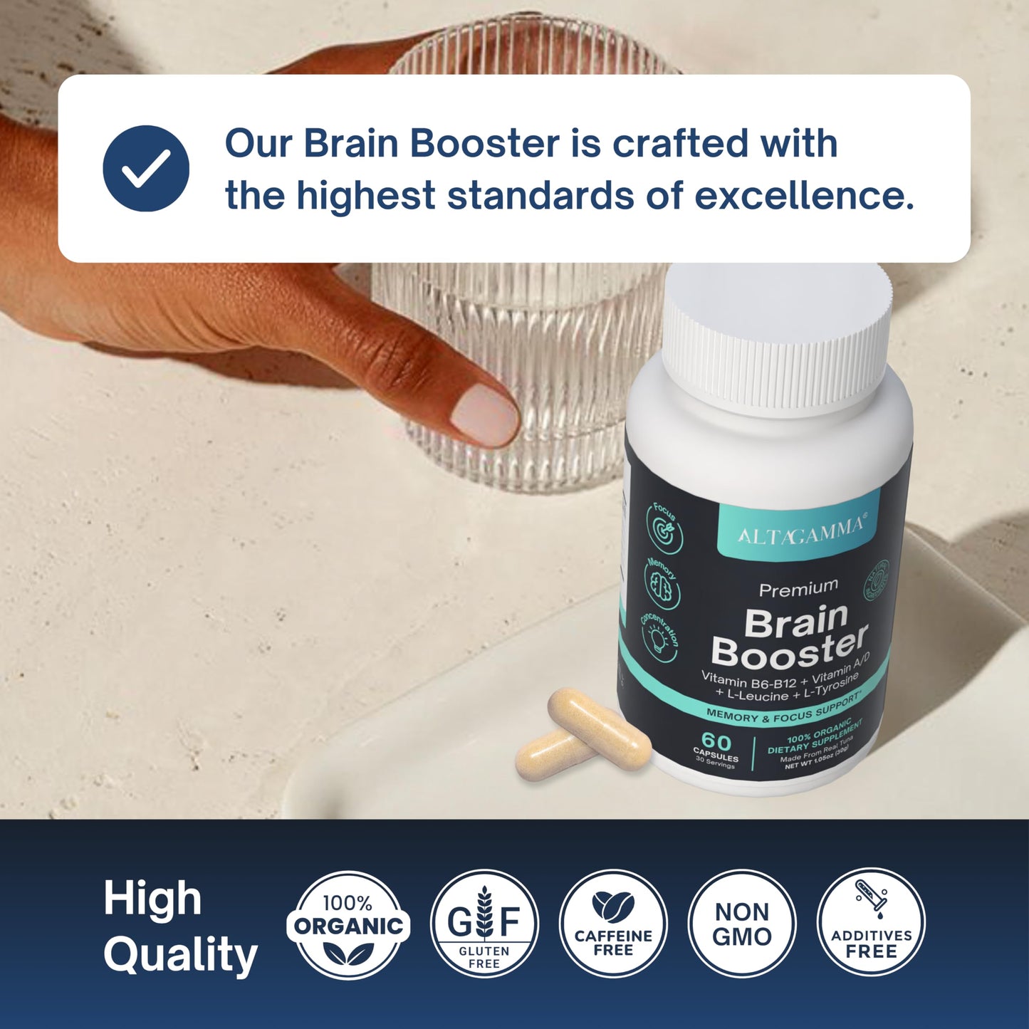 ALTAGAMMA Nootropic Supplement Capsules, 60 Capsules