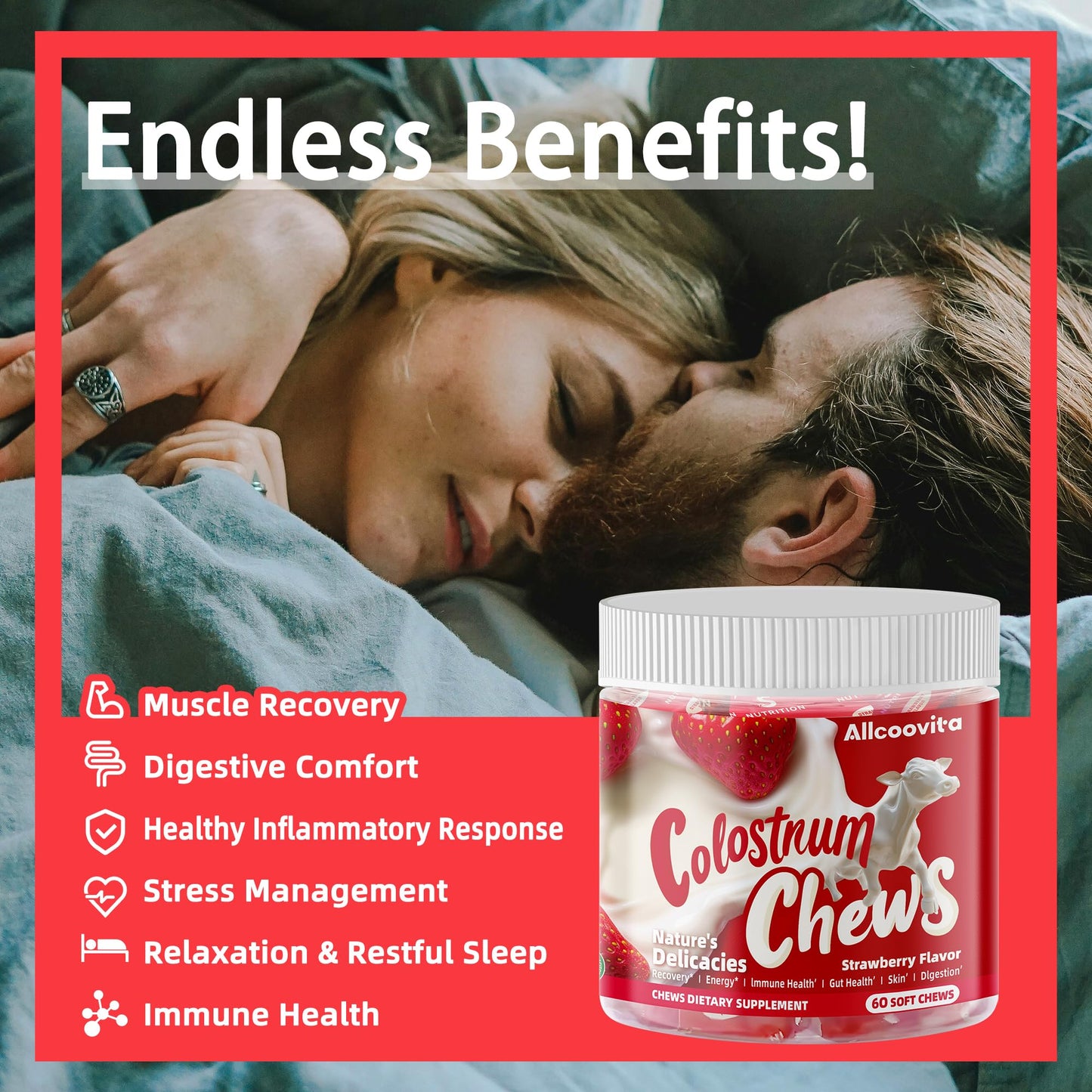 Allcoovita Bovine Colostrum Soft Chews 60 Count