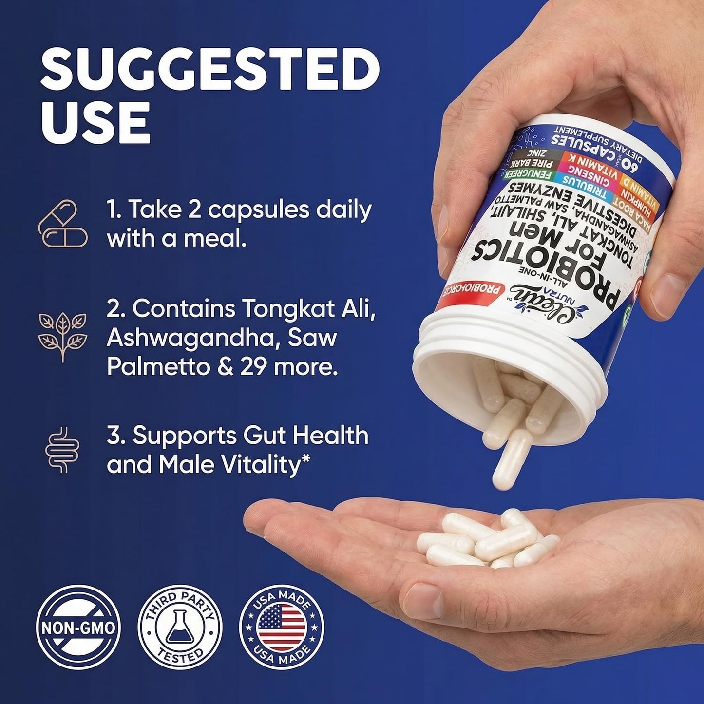 Clean Nutraceuticals Probiotics for Men Capsules, 60 Count