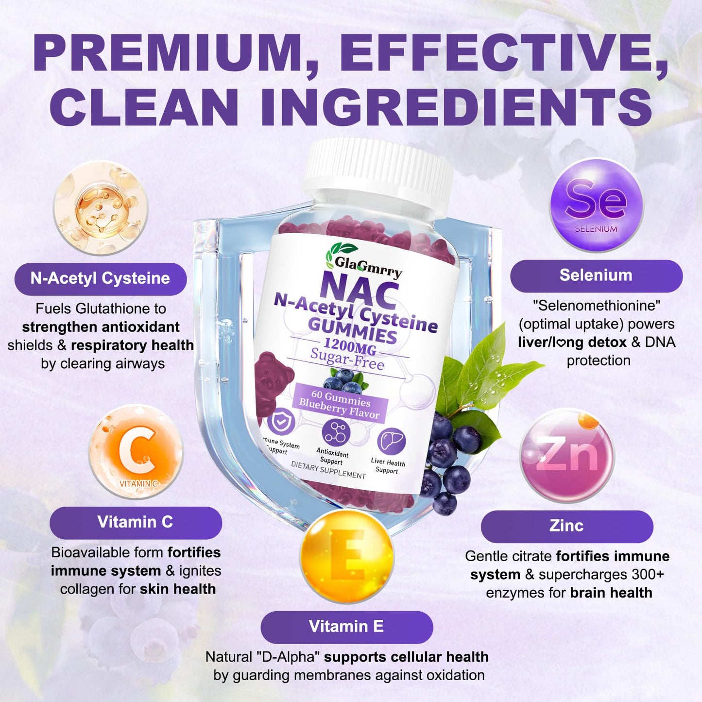 GlaGmrry N-Acetyl Cysteine Gummies, 120 Count