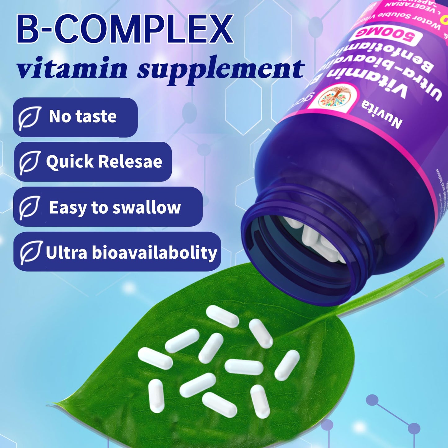 NuvitaGarden Benfotiamine 500mg + 20mg Vitamin B1 Veggie Capsules 120 Capsules