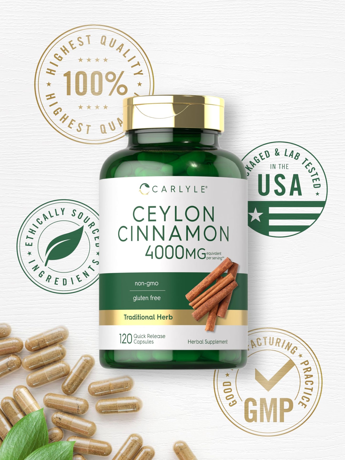 Carlyle Ceylon Cinnamon Capsules, 120 Count
