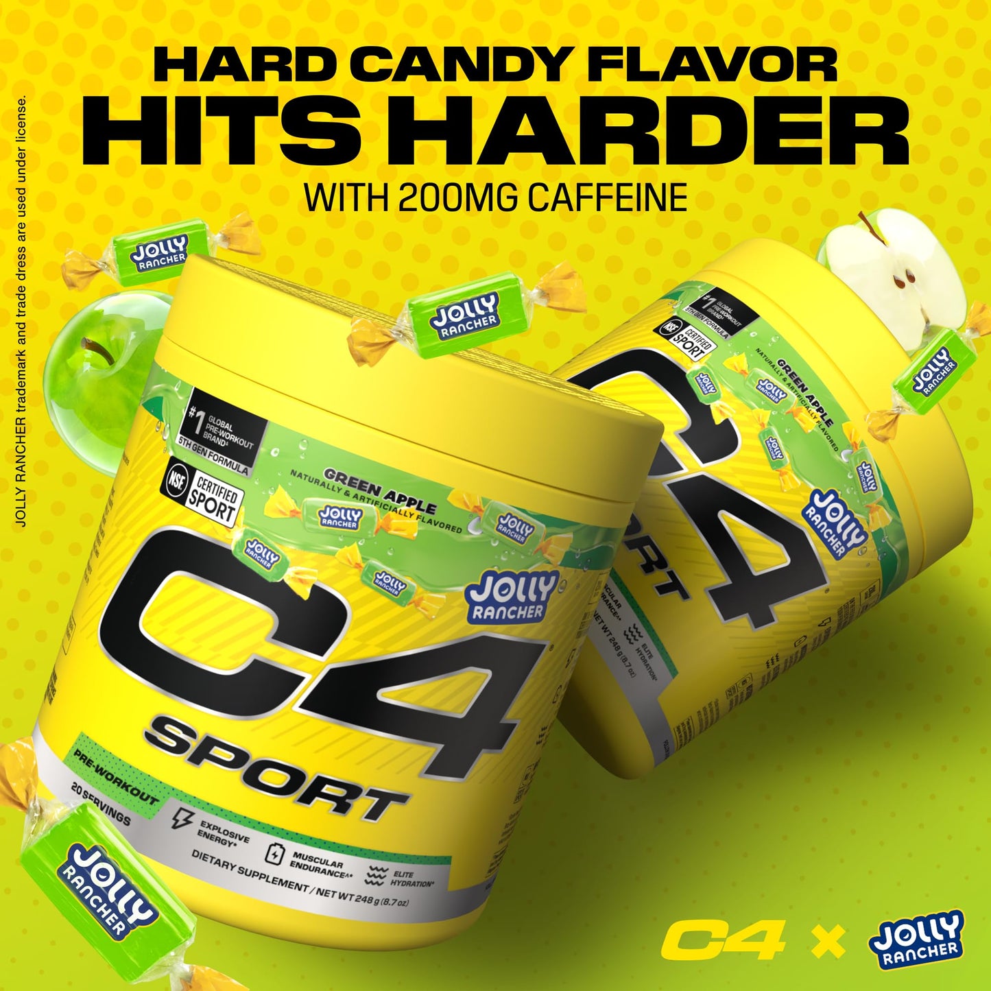 C4 Sport Pre Workout Powder - Jolly Rancher Green Apple, 8.75 Ounce