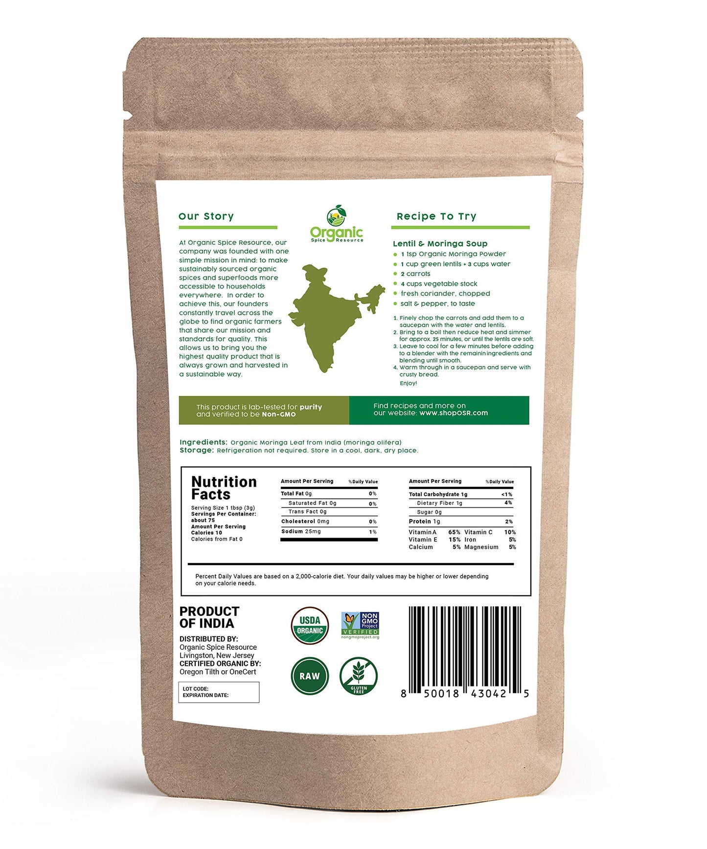 Organic Spice Resource Moringa Powder 8 oz
