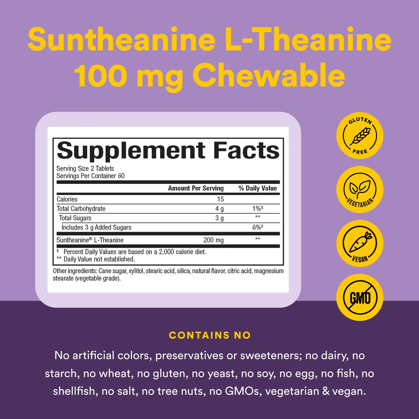 Natural Factors Suntheanine L-Theanine 100 mg 120 Tablets