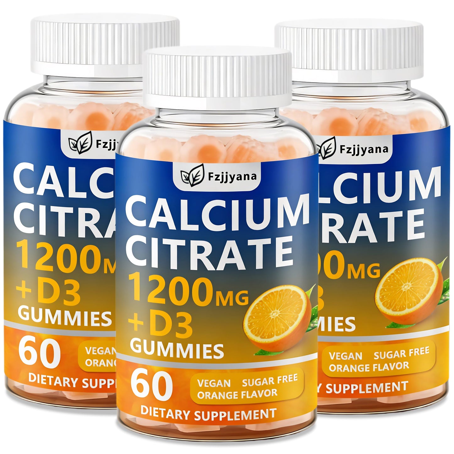 Fzjjyana Calcium Citrate with Vitamin D3 Gummies, 180 Gummies