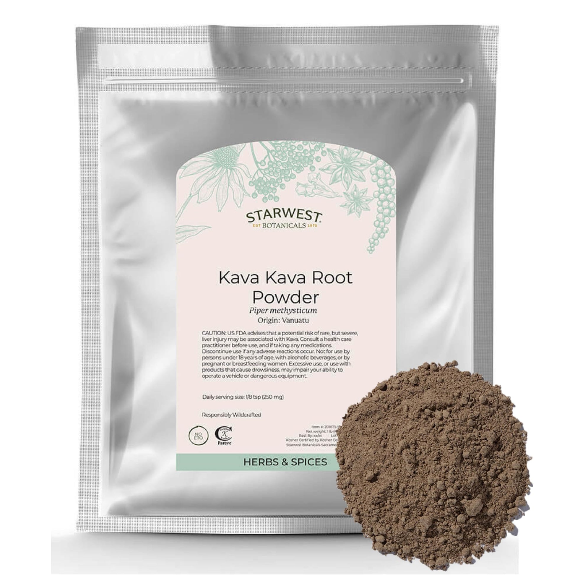 Starwest Botanicals Kava Kava Root Powder, 16 oz