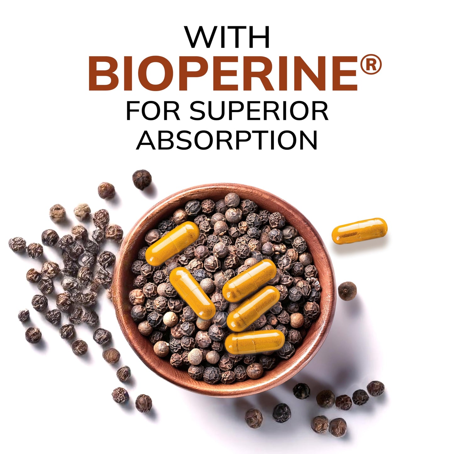 aSquared Nutrition Turmeric Curcumin 1300mg with BioPerine Black Pepper Extract 180 Capsules