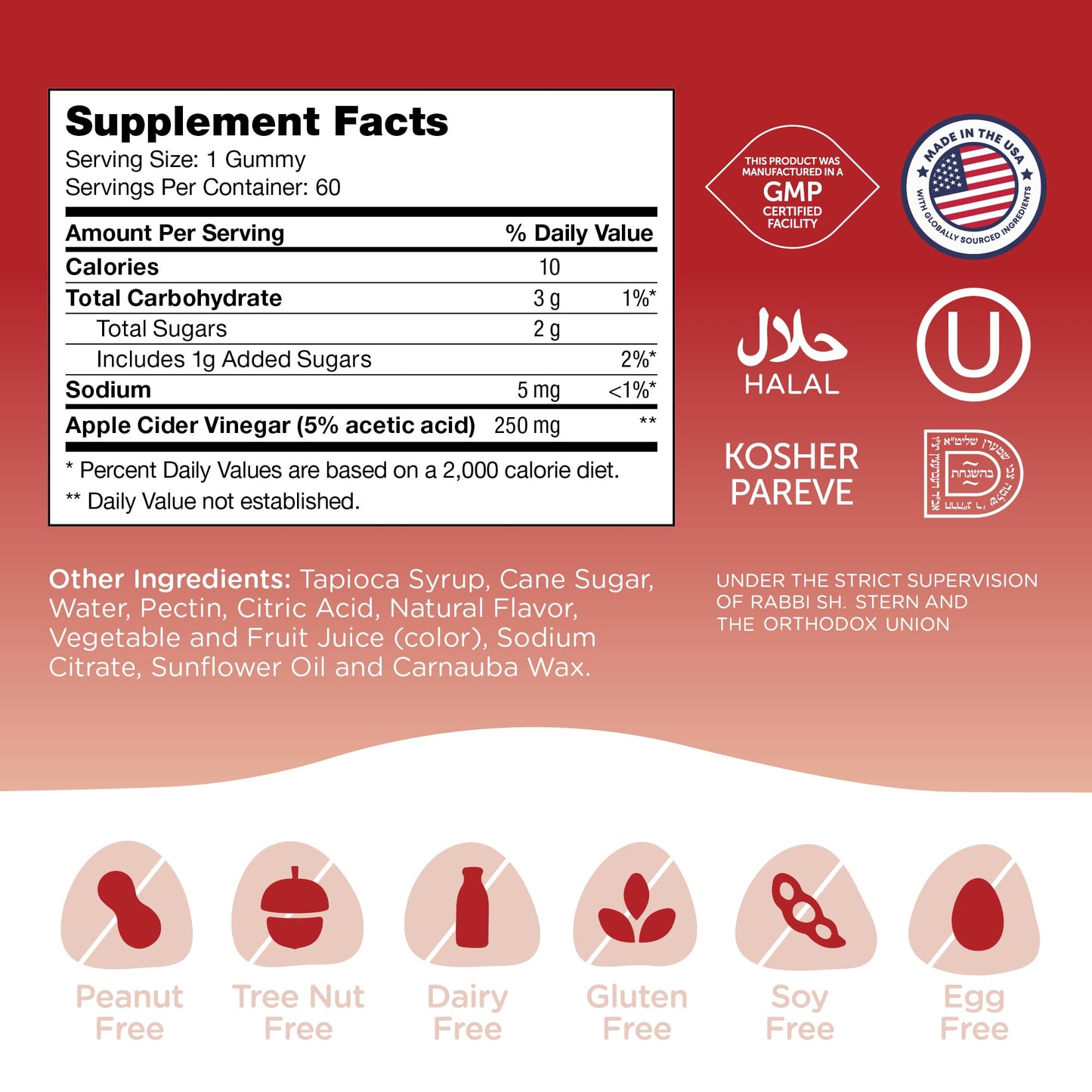 Zahler Apple Cider Vinegar Gummies 60 Count